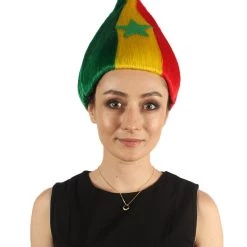 FLAGWIGS Women's Senegal Flag Sport Troll Wig | Premium Breathable Capless Cap