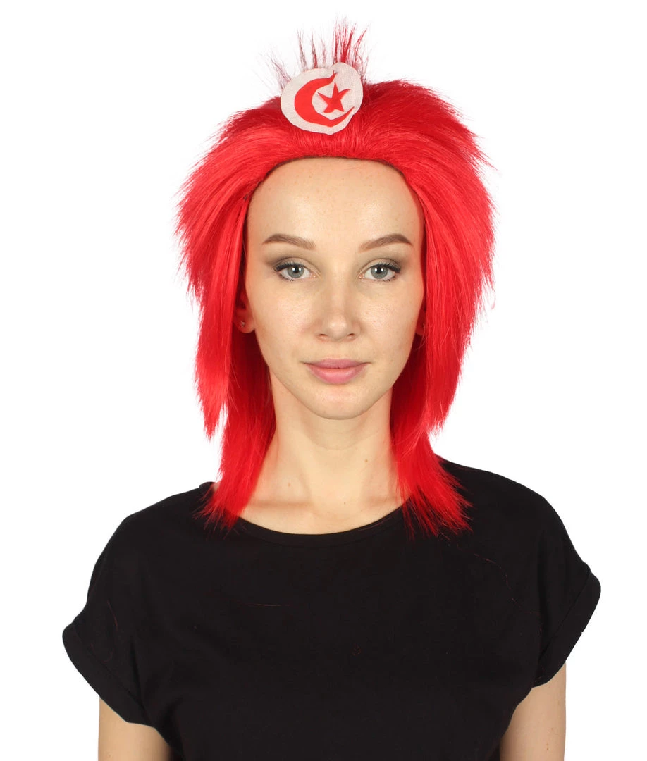 FLAGWIGS Women's Tunisia Flag Sport Mullet Wig | Premium Breathable Capless Cap 1 FLAGWIGS Women's Tunisia Flag Sport Mullet Wig | Premium Breathable Capless Cap