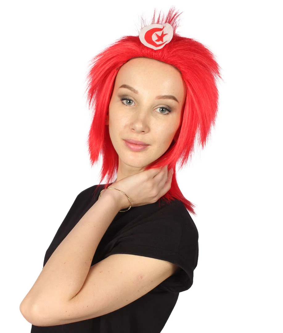 FLAGWIGS Women's Tunisia Flag Sport Mullet Wig | Premium Breathable Capless Cap 2 FLAGWIGS Women's Tunisia Flag Sport Mullet Wig | Premium Breathable Capless Cap