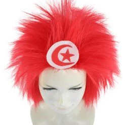 FLAGWIGS Women's Tunisia Flag Sport Mullet Wig | Premium Breathable Capless Cap 13 FLAGWIGS Women's Tunisia Flag Sport Mullet Wig | Premium Breathable Capless Cap
