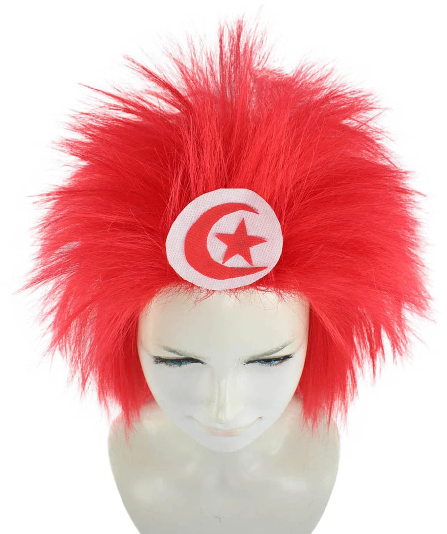 FLAGWIGS Women's Tunisia Flag Sport Mullet Wig | Premium Breathable Capless Cap 6 FLAGWIGS Women's Tunisia Flag Sport Mullet Wig | Premium Breathable Capless Cap