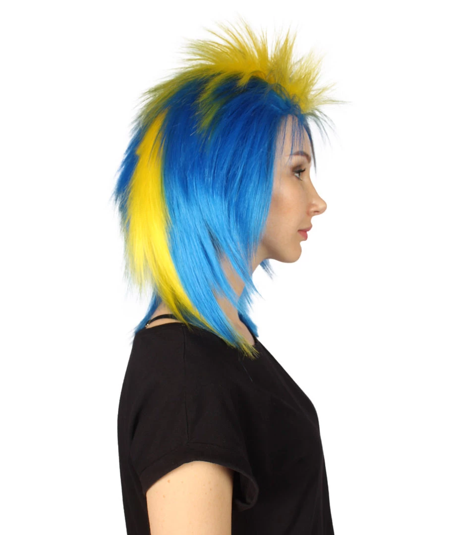 FLAGWIGS Women's Sweden Flag Sport Mullet Wig | Yellow Blue Colorful Party Wig | Premium Breathable Capless Cap 5 FLAGWIGS Women's Sweden Flag Sport Mullet Wig | Yellow Blue Colorful Party Wig | Premium Breathable Capless Cap