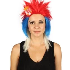 FLAGWIGS Women's Serbia Flag Sport Mullet Wig | Red Blue White Wig | Premium Breathable Capless Cap