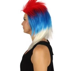 FLAGWIGS Women's Serbia Flag Sport Mullet Wig | Red Blue White Wig | Premium Breathable Capless Cap 8 FLAGWIGS Women's Serbia Flag Sport Mullet Wig | Red Blue White Wig | Premium Breathable Capless Cap