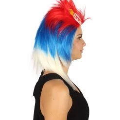 FLAGWIGS Women's Serbia Flag Sport Mullet Wig | Red Blue White Wig | Premium Breathable Capless Cap 10 FLAGWIGS Women's Serbia Flag Sport Mullet Wig | Red Blue White Wig | Premium Breathable Capless Cap