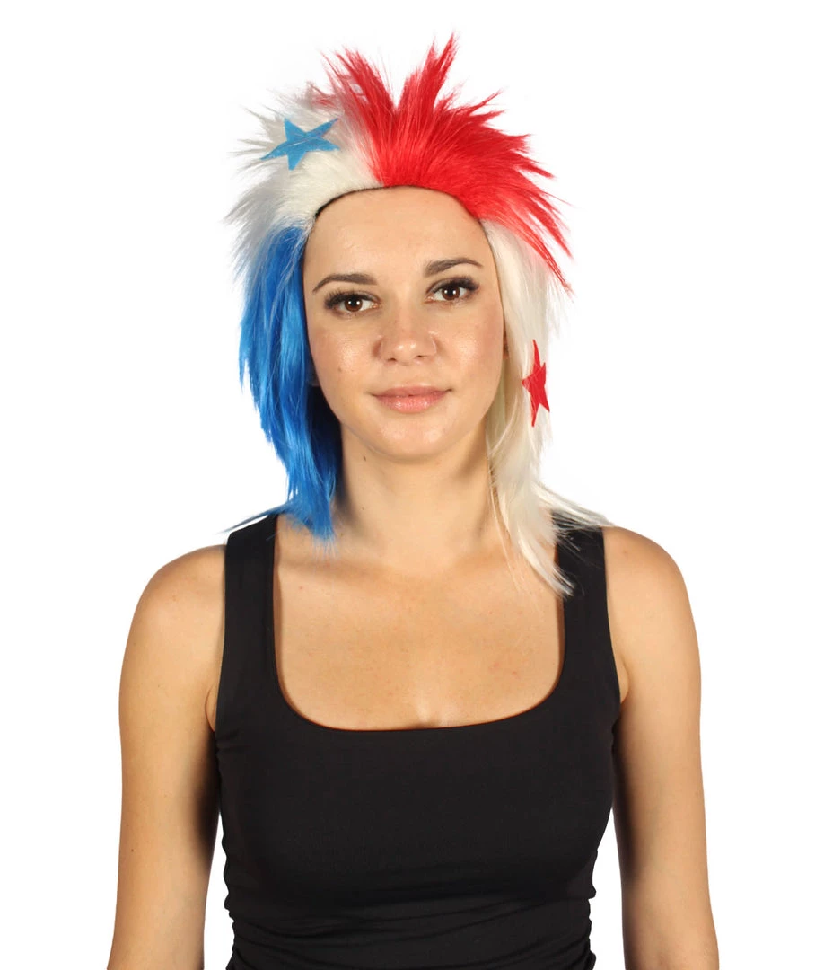 FLAGWIGS Panama Flag Sport Mullet Wig | Premium Breathable Capless Cap Women's 1 FLAGWIGS Panama Flag Sport Mullet Wig | Premium Breathable Capless Cap Women's