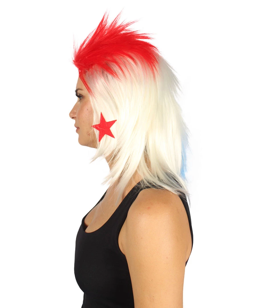 FLAGWIGS Panama Flag Sport Mullet Wig | Premium Breathable Capless Cap Women's 3 FLAGWIGS Panama Flag Sport Mullet Wig | Premium Breathable Capless Cap Women's