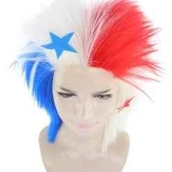 FLAGWIGS Panama Flag Sport Mullet Wig | Premium Breathable Capless Cap Women's 13 FLAGWIGS Panama Flag Sport Mullet Wig | Premium Breathable Capless Cap Women's