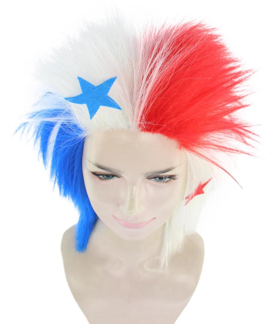 FLAGWIGS Panama Flag Sport Mullet Wig | Premium Breathable Capless Cap Women's 6 FLAGWIGS Panama Flag Sport Mullet Wig | Premium Breathable Capless Cap Women's