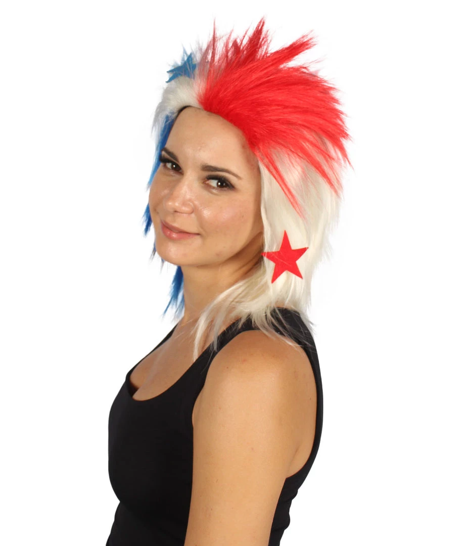 FLAGWIGS Panama Flag Sport Mullet Wig | Premium Breathable Capless Cap Women's 2 FLAGWIGS Panama Flag Sport Mullet Wig | Premium Breathable Capless Cap Women's