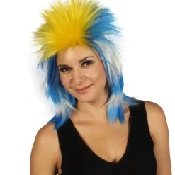 FLAGWIGS Women's Uruguay Flag Sport Mullet Wig | Sexy Cosplay Party Halloween Wig | Premium Breathable Capless Cap