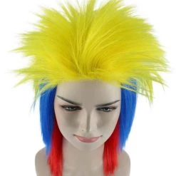 FLAGWIGS Colombia Flag Sport Mullet Wig | Patriotic Character Cosplay Halloween Wig | Premium Breathable Capless Cap 11 FLAGWIGS Colombia Flag Sport Mullet Wig | Patriotic Character Cosplay Halloween Wig | Premium Breathable Capless Cap