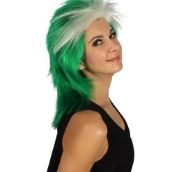 FLAGWIGS Women's Saudi Arabia Flag Sport Mullet Wig | White Green Middle East Wig | Premium Breathable Capless Cap