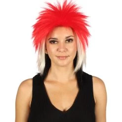 FLAGWIGS Egypt Flag Sport Mullet Wig | Mid Eastern Event Red White Black Halloween Wig | Premium Breathable Capless Cap Women's