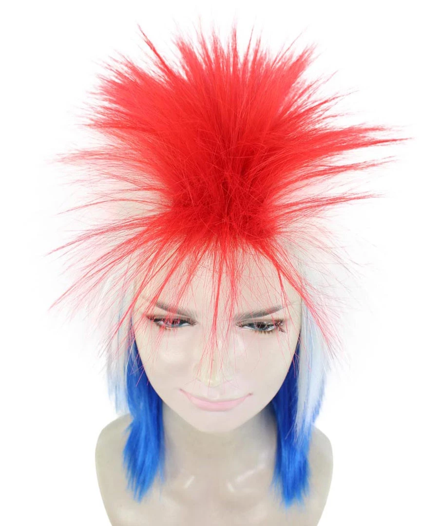 FLAGWIGS Costa Rica Flag Sport Mullet Wig | Premium Breathable Capless Cap Women's 5 FLAGWIGS Costa Rica Flag Sport Mullet Wig | Premium Breathable Capless Cap Women's