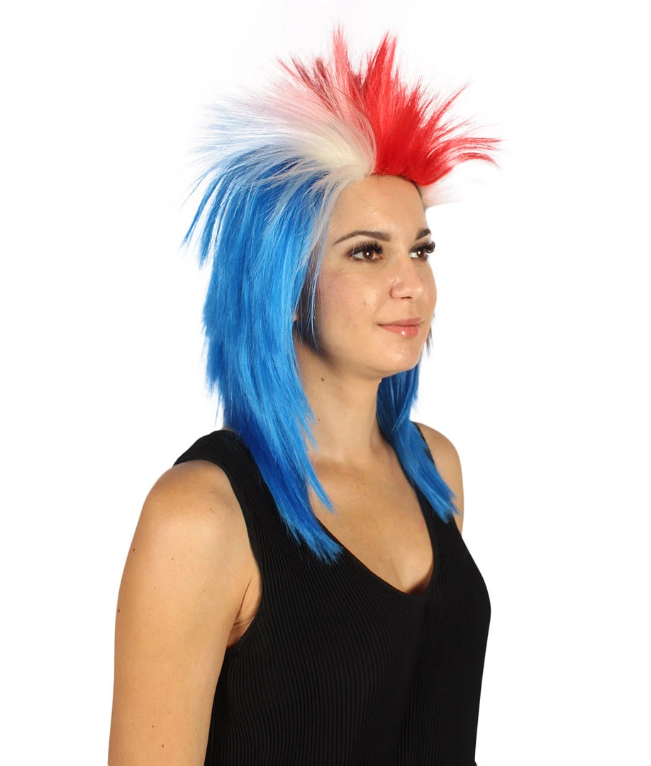FLAGWIGS Women's Iceland Flag Sport Mullet Wig | National Pride Red White Blue Wig | Premium Breathable Capless Cap 5 FLAGWIGS Women's Iceland Flag Sport Mullet Wig | National Pride Red White Blue Wig | Premium Breathable Capless Cap