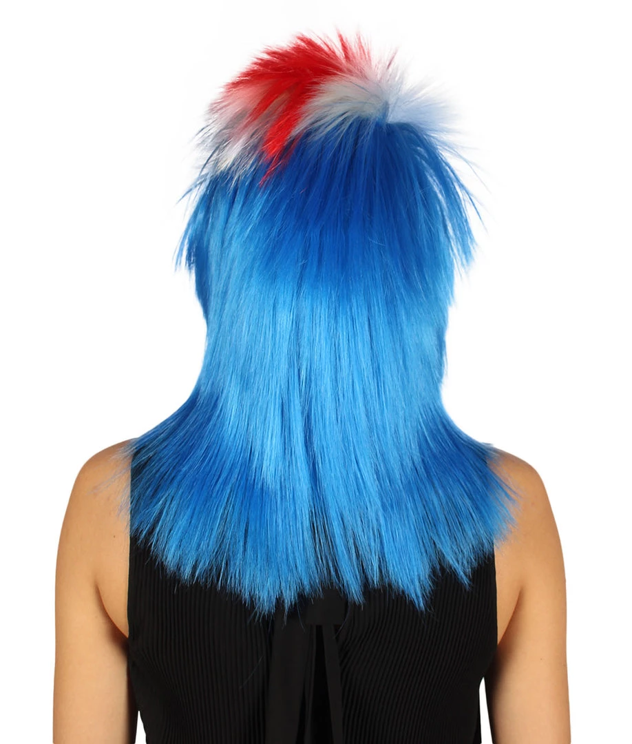 FLAGWIGS Women's Iceland Flag Sport Mullet Wig | National Pride Red White Blue Wig | Premium Breathable Capless Cap 4 FLAGWIGS Women's Iceland Flag Sport Mullet Wig | National Pride Red White Blue Wig | Premium Breathable Capless Cap