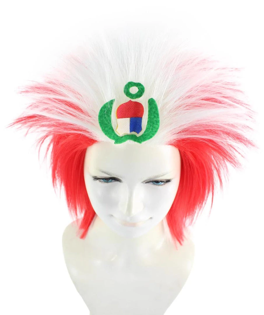 FLAGWIGS Peru Flag Sport Mullet Wig | National Pride White Red Wig | Premium Breathable Capless Cap Women's 7 FLAGWIGS Peru Flag Sport Mullet Wig | National Pride White Red Wig | Premium Breathable Capless Cap Women's