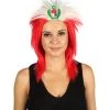 FLAGWIGS Peru Flag Sport Mullet Wig | National Pride White Red Wig | Premium Breathable Capless Cap Women's
