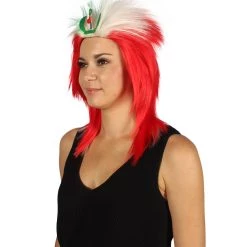 FLAGWIGS Peru Flag Sport Mullet Wig | National Pride White Red Wig | Premium Breathable Capless Cap Women's 11 FLAGWIGS Peru Flag Sport Mullet Wig | National Pride White Red Wig | Premium Breathable Capless Cap Women's