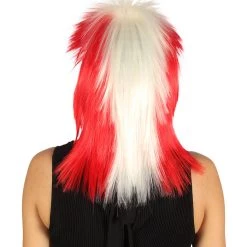 FLAGWIGS Peru Flag Sport Mullet Wig | National Pride White Red Wig | Premium Breathable Capless Cap Women's 12 FLAGWIGS Peru Flag Sport Mullet Wig | National Pride White Red Wig | Premium Breathable Capless Cap Women's