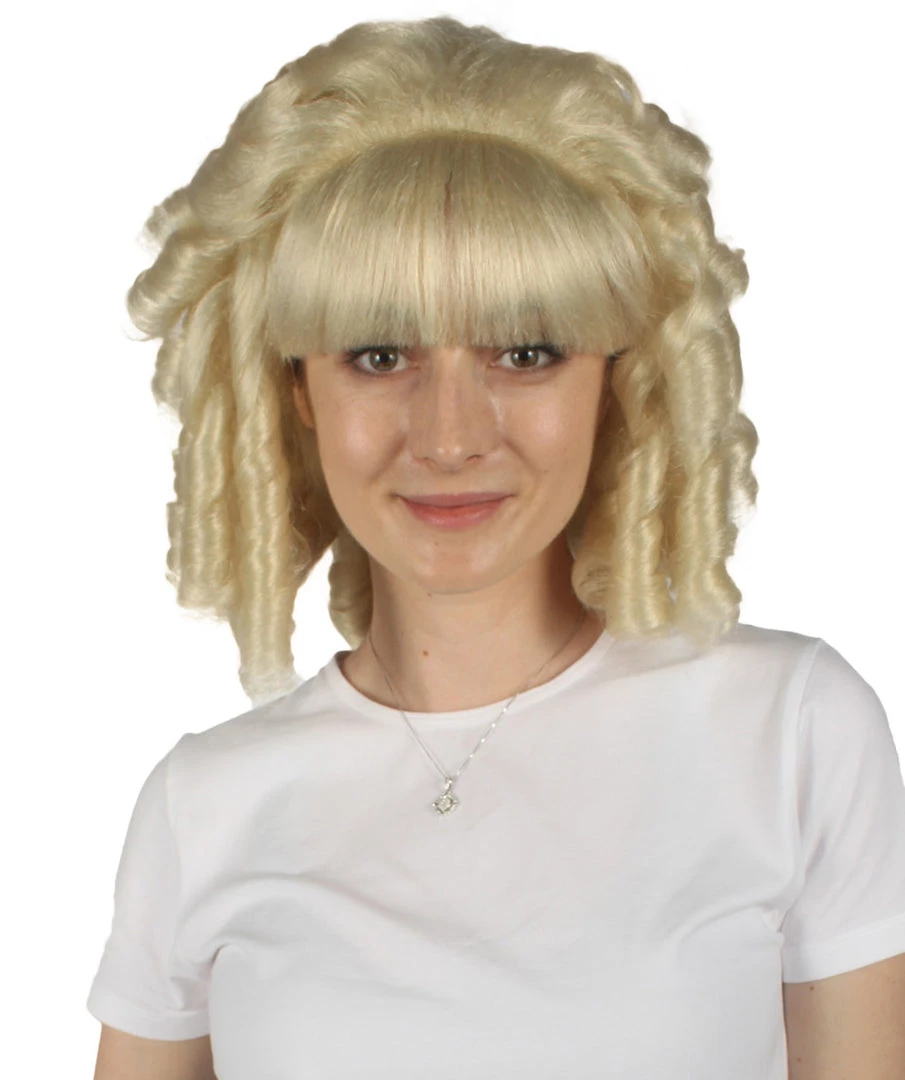 HPO Womens Colonial Historical Blonde Curly Wig | Premium Breathable Capless Cap 1 HPO Womens Colonial Historical Blonde Curly Wig | Premium Breathable Capless Cap