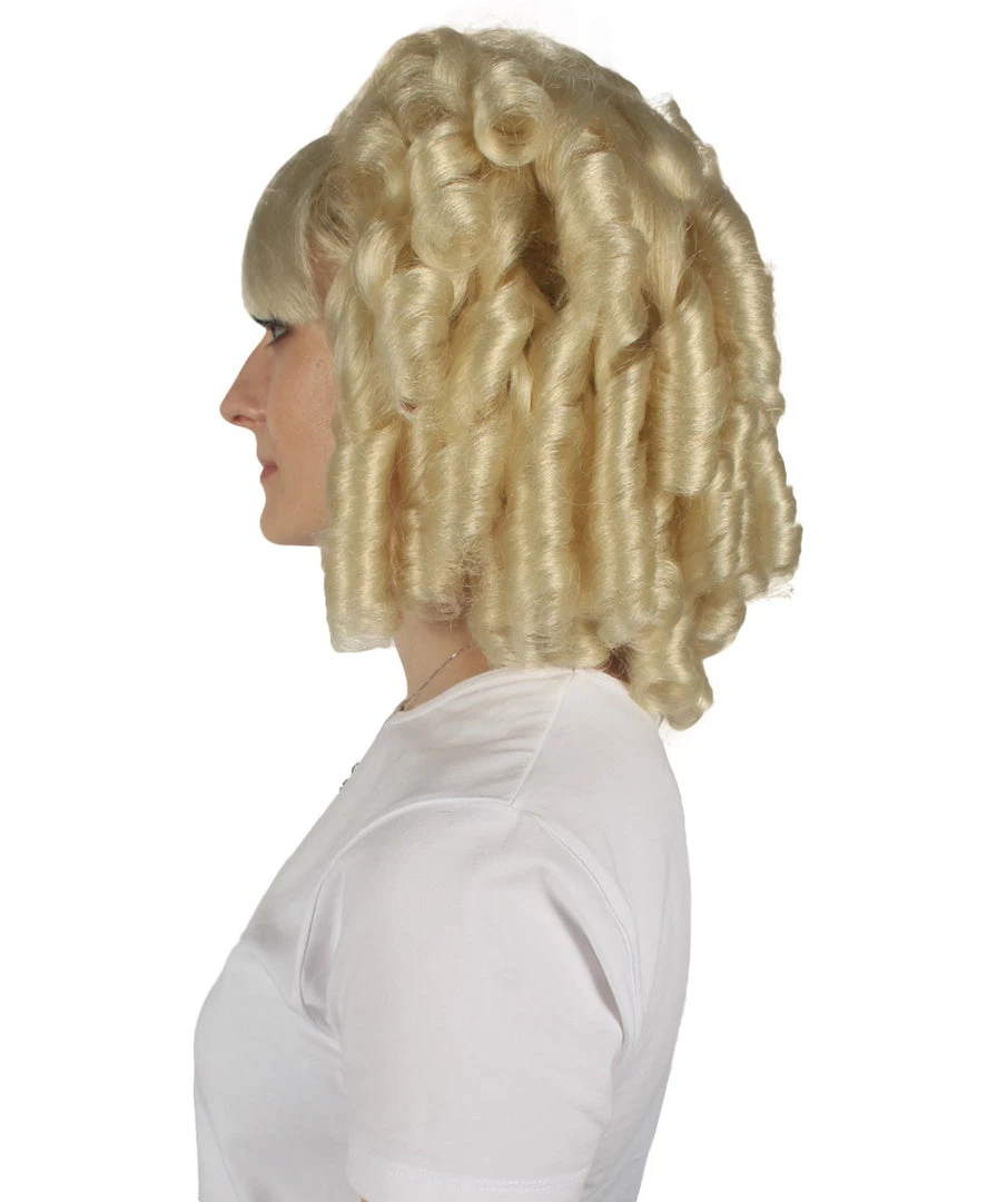 HPO Womens Colonial Historical Blonde Curly Wig | Premium Breathable Capless Cap 3 HPO Womens Colonial Historical Blonde Curly Wig | Premium Breathable Capless Cap