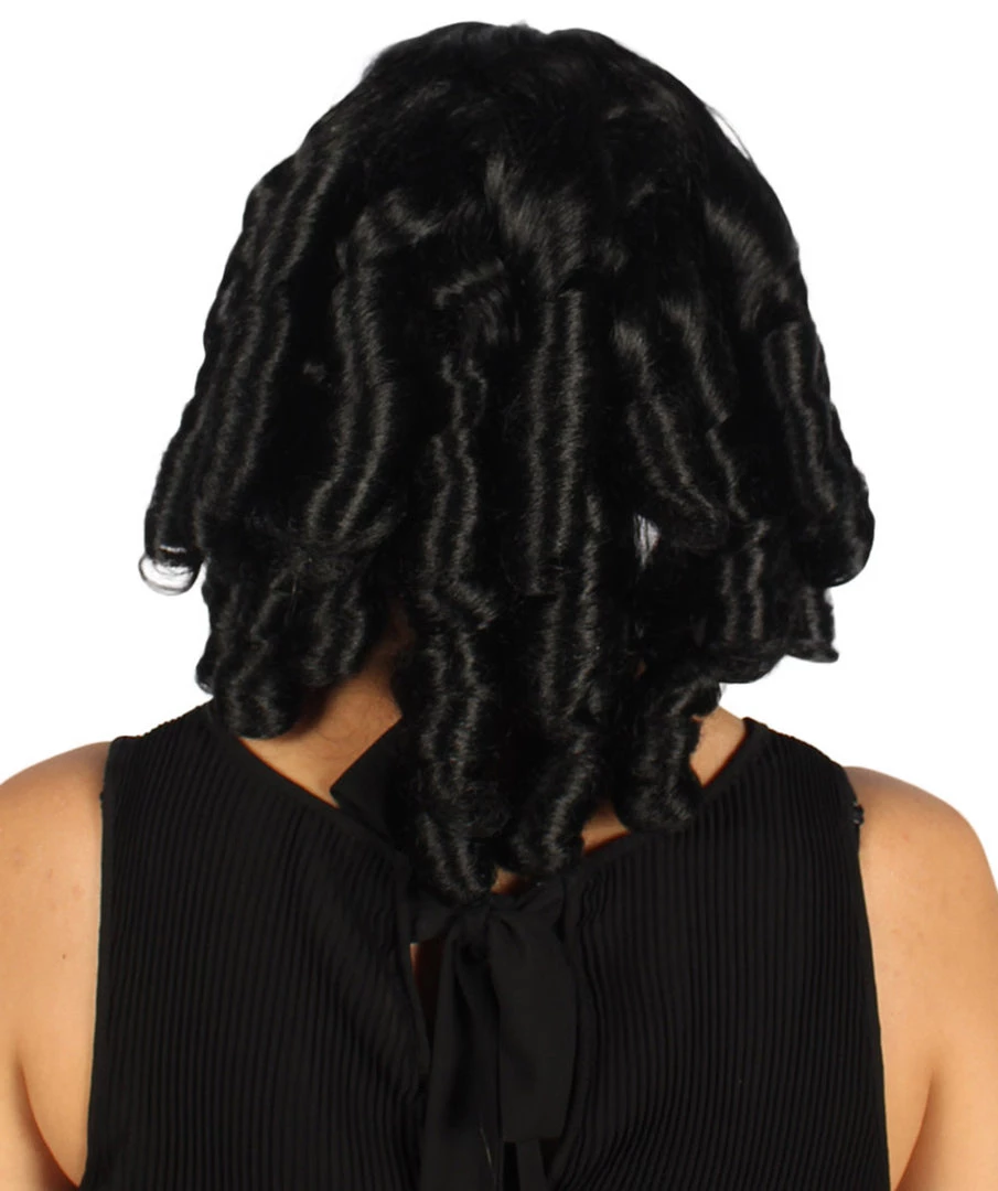 HPO Womens Colonial Historical Black Curly Wig | Premium Breathable Capless Cap Women's 4 HPO Womens Colonial Historical Black Curly Wig | Premium Breathable Capless Cap Women's