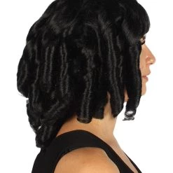 HPO Womens Colonial Historical Black Curly Wig | Premium Breathable Capless Cap Women's 13 HPO Womens Colonial Historical Black Curly Wig | Premium Breathable Capless Cap Women's