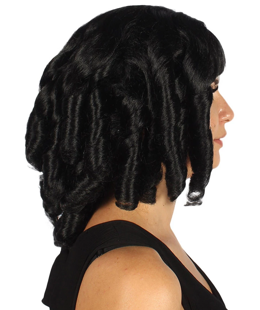 HPO Womens Colonial Historical Black Curly Wig | Premium Breathable Capless Cap Women's 5 HPO Womens Colonial Historical Black Curly Wig | Premium Breathable Capless Cap Women's