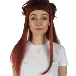 HPO Women Colonial Historical Burgundy Straight Wig | Premium Breathable Capless Cap