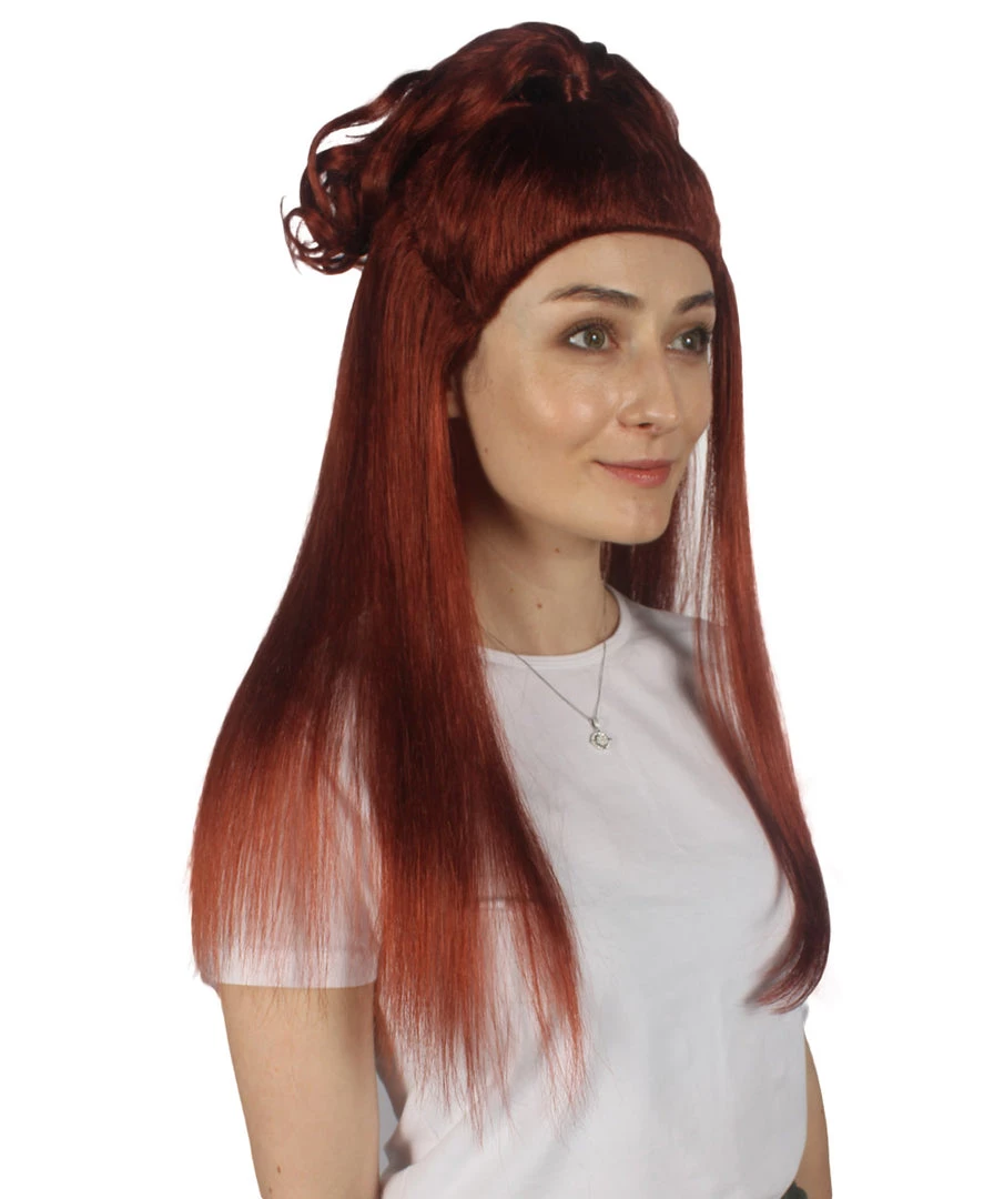 HPO Women Colonial Historical Burgundy Straight Wig | Premium Breathable Capless Cap 6 HPO Women Colonial Historical Burgundy Straight Wig | Premium Breathable Capless Cap