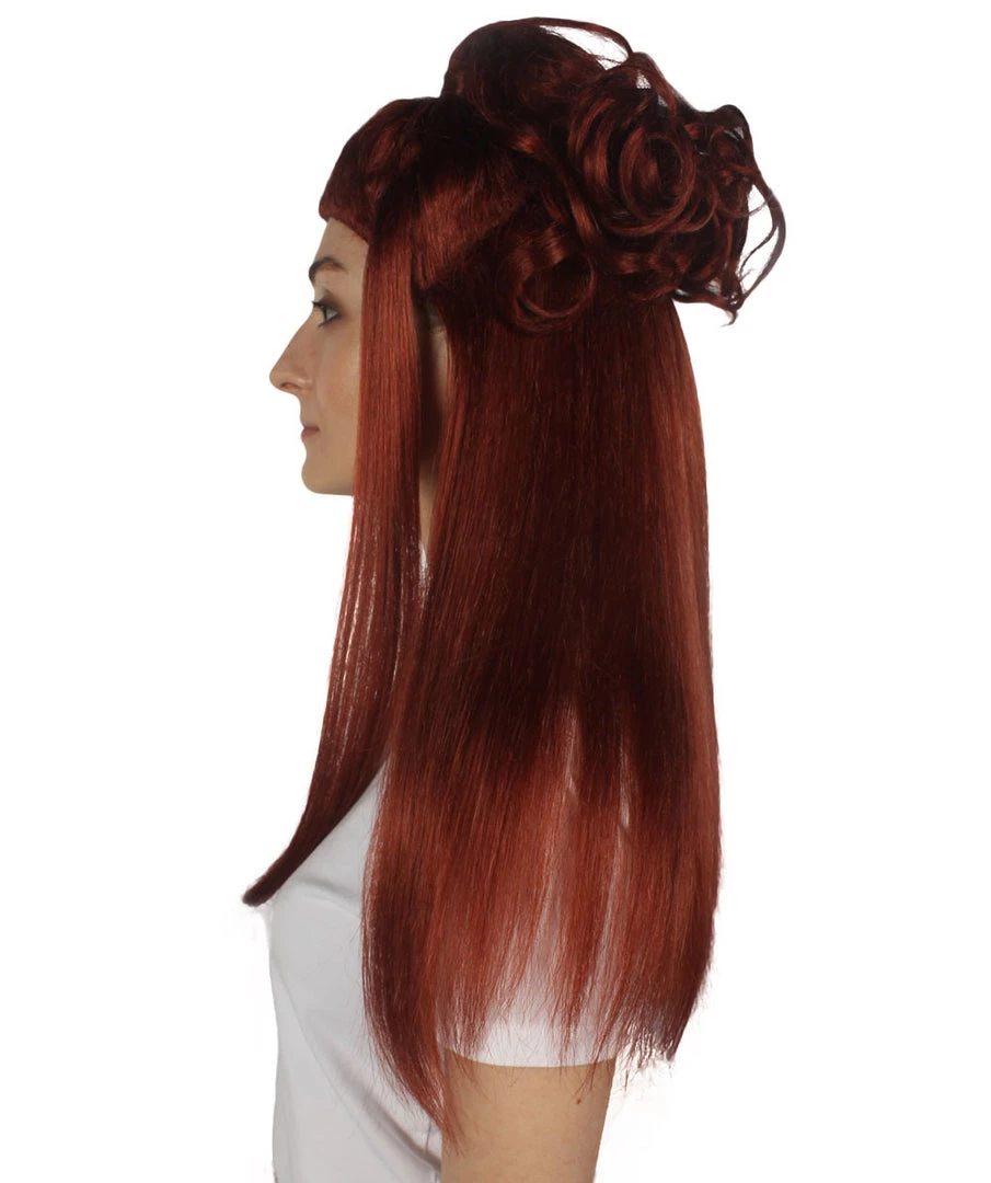 HPO Women Colonial Historical Burgundy Straight Wig | Premium Breathable Capless Cap 3 HPO Women Colonial Historical Burgundy Straight Wig | Premium Breathable Capless Cap