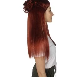 HPO Women Colonial Historical Burgundy Straight Wig | Premium Breathable Capless Cap 12 HPO Women Colonial Historical Burgundy Straight Wig | Premium Breathable Capless Cap