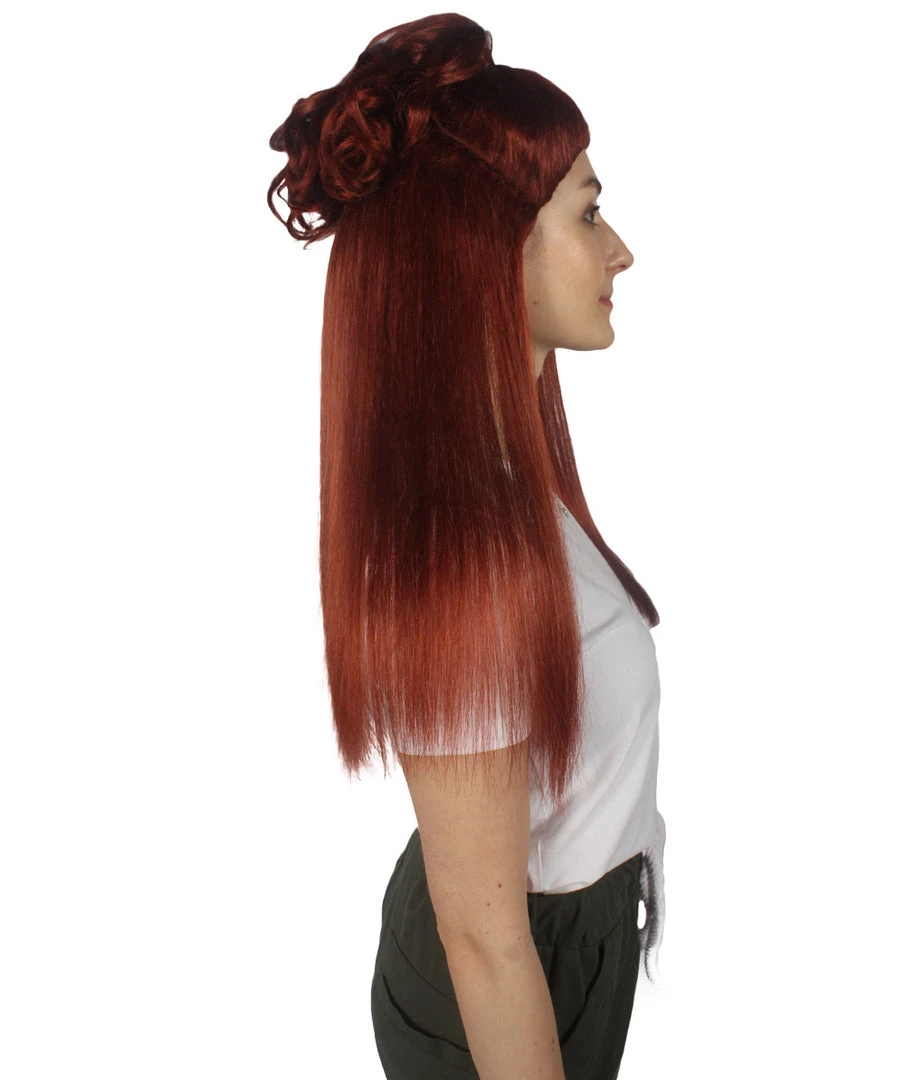 HPO Women Colonial Historical Burgundy Straight Wig | Premium Breathable Capless Cap 5 HPO Women Colonial Historical Burgundy Straight Wig | Premium Breathable Capless Cap