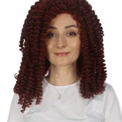 HPO Womens Colonial Historical Auburn Curly Wig | Premium Breathable Capless Cap Women's