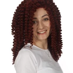 HPO Womens Colonial Historical Auburn Curly Wig | Premium Breathable Capless Cap Women's