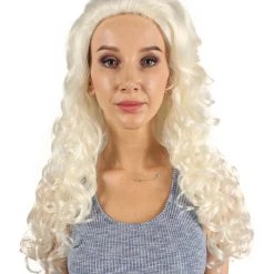 HPO Women's Womens Colonial Historical Curly Wigs | Blonde Cosplay Wig | Premium Breathable Capless Cap