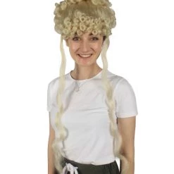 HPO Women's Womens Colonial Historical Curly Wigs | Blonde Cosplay Wig | Premium Breathable Capless Cap