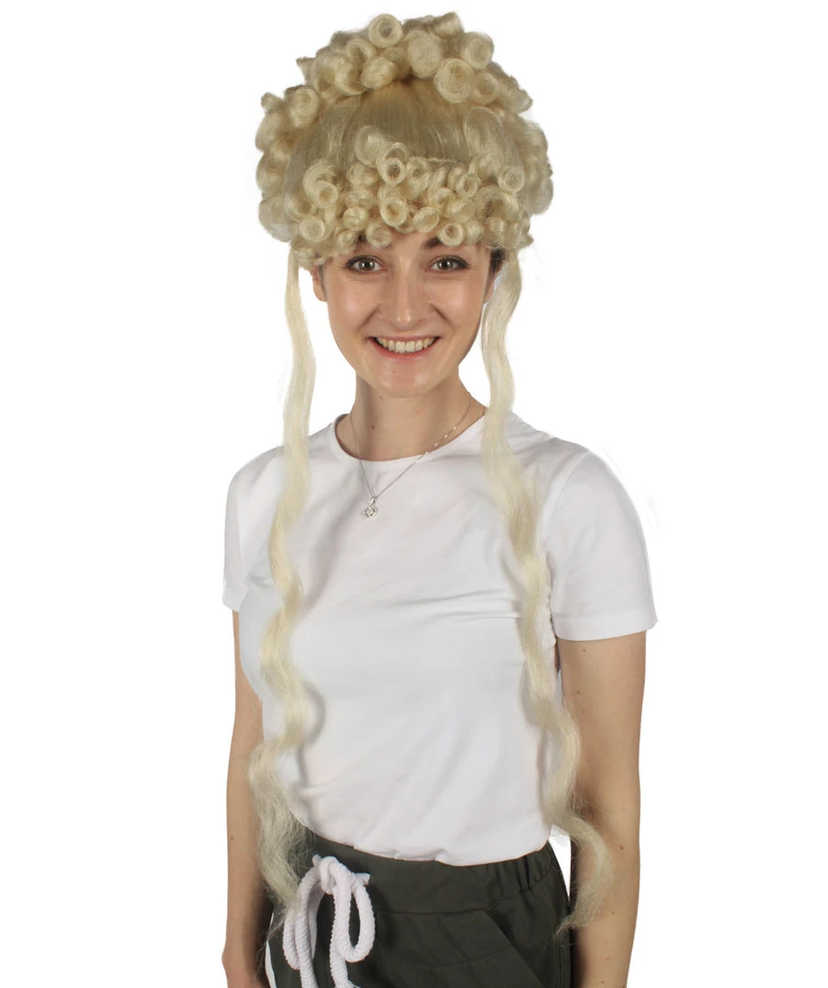 HPO Women's Womens Colonial Historical Curly Wigs | Blonde Cosplay Wig | Premium Breathable Capless Cap 2 HPO Women's Womens Colonial Historical Curly Wigs | Blonde Cosplay Wig | Premium Breathable Capless Cap