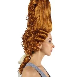 HPO Womens Colonial Historical Curly Wigs | Auburn Cosplay Wig | Premium Breathable Capless Cap Women's 13 HPO Womens Colonial Historical Curly Wigs | Auburn Cosplay Wig | Premium Breathable Capless Cap Women's