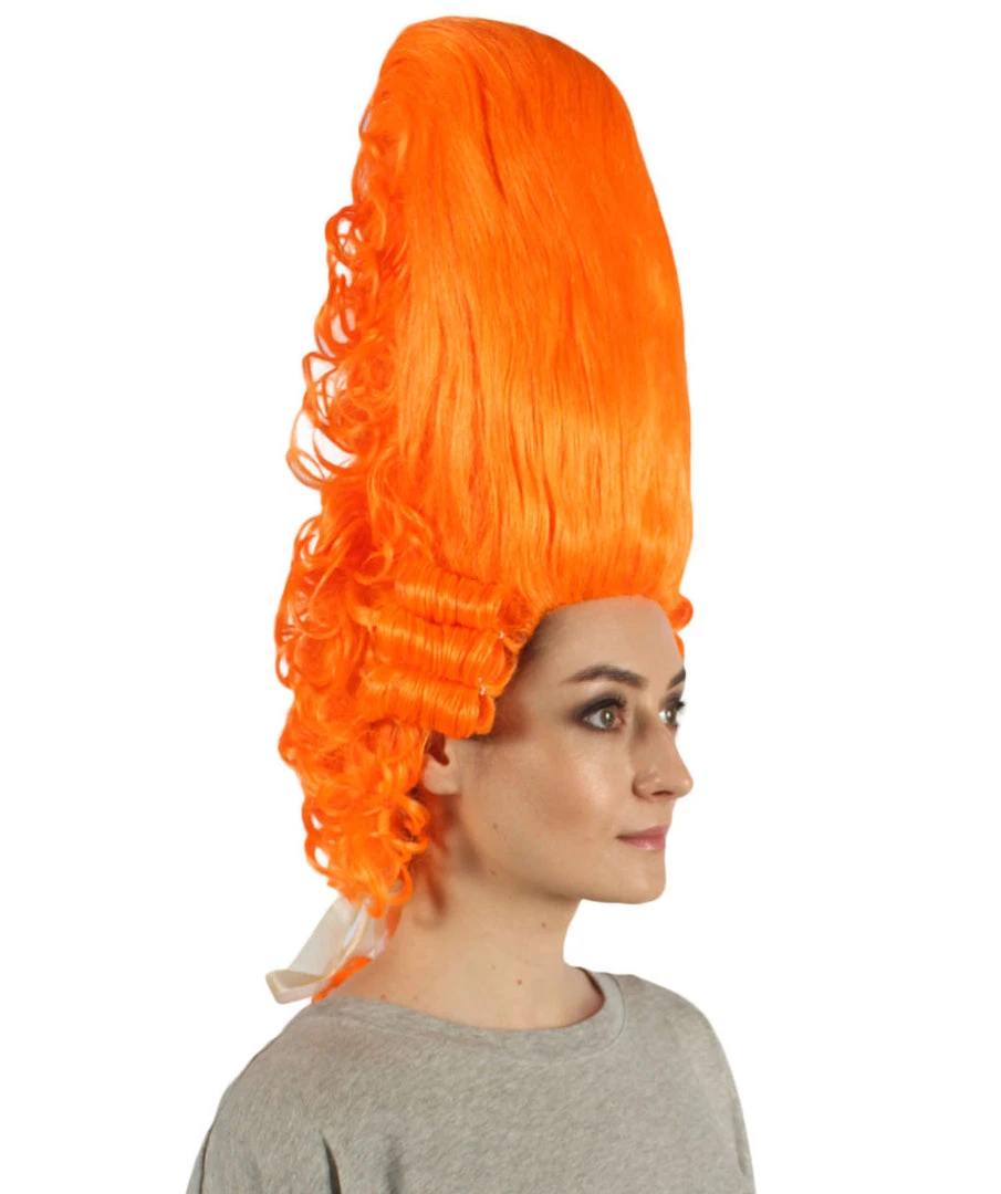 HPO Women's Colonial Historical Curly Wigs | Orange Cosplay Wig | Premium Breathable Capless Cap 6 HPO Women's Colonial Historical Curly Wigs | Orange Cosplay Wig | Premium Breathable Capless Cap
