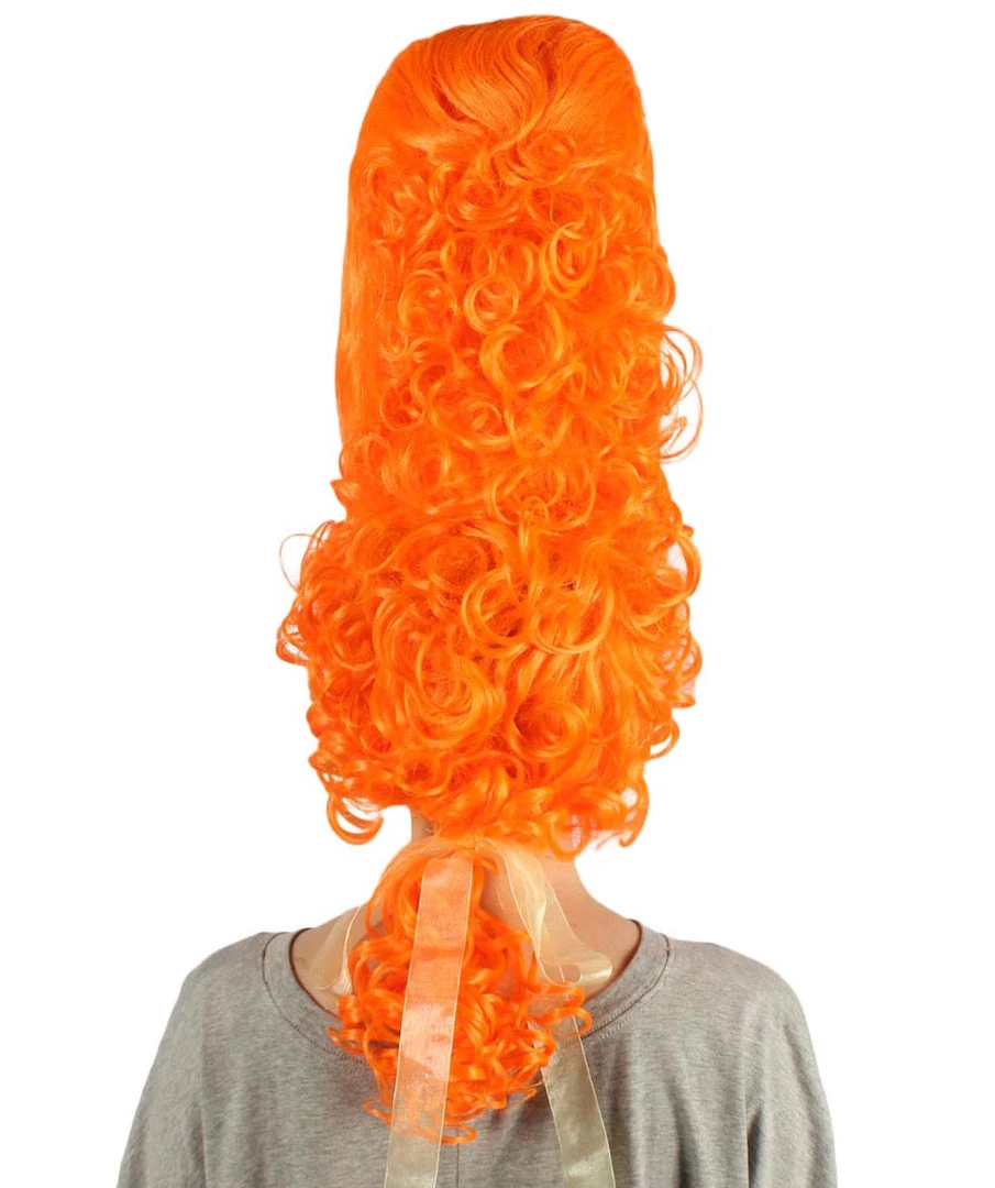 HPO Women's Colonial Historical Curly Wigs | Orange Cosplay Wig | Premium Breathable Capless Cap 4 HPO Women's Colonial Historical Curly Wigs | Orange Cosplay Wig | Premium Breathable Capless Cap