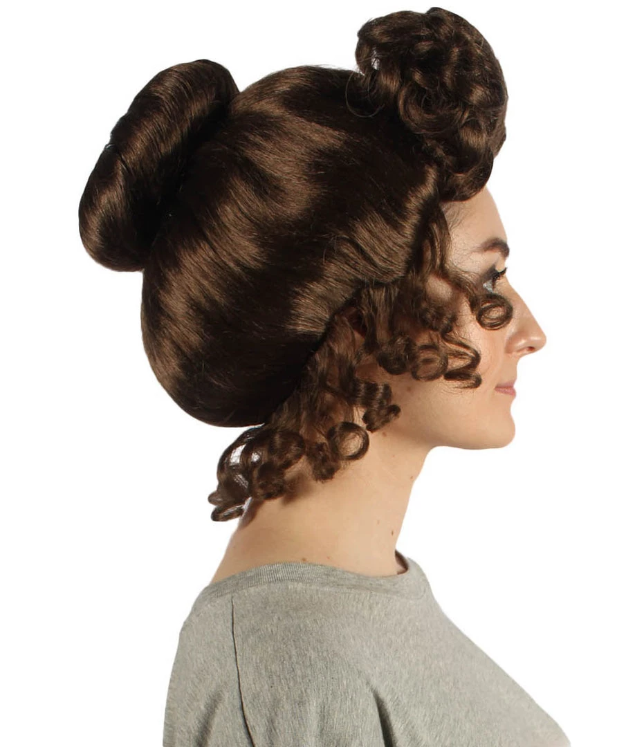 HPO Women's Colonial Historical Wigs | Dark Brown Cosplay Wigs | Premium Breathable Capless Cap 5 HPO Women's Colonial Historical Wigs | Dark Brown Cosplay Wigs | Premium Breathable Capless Cap