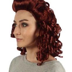 HPO Women's Colonial Curly Wigs | Auburn Cosplay Halloween Wigs | Premium Breathable Capless Cap