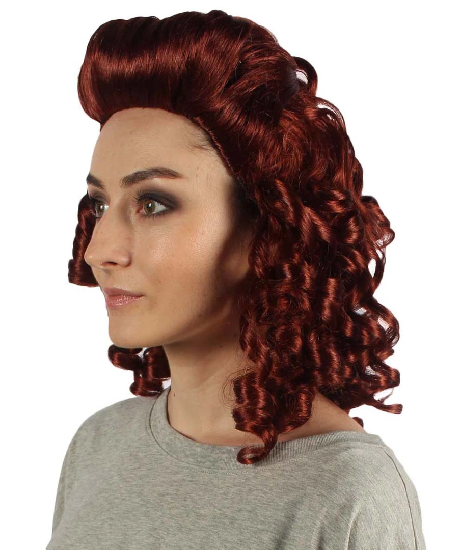 HPO Women's Colonial Curly Wigs | Auburn Cosplay Halloween Wigs | Premium Breathable Capless Cap 2 HPO Women's Colonial Curly Wigs | Auburn Cosplay Halloween Wigs | Premium Breathable Capless Cap