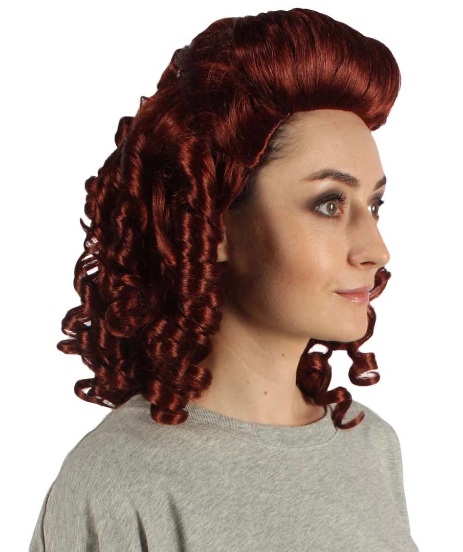 HPO Women's Colonial Curly Wigs | Auburn Cosplay Halloween Wigs | Premium Breathable Capless Cap 6 HPO Women's Colonial Curly Wigs | Auburn Cosplay Halloween Wigs | Premium Breathable Capless Cap