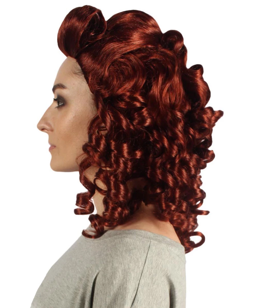 HPO Women's Colonial Curly Wigs | Auburn Cosplay Halloween Wigs | Premium Breathable Capless Cap 3 HPO Women's Colonial Curly Wigs | Auburn Cosplay Halloween Wigs | Premium Breathable Capless Cap