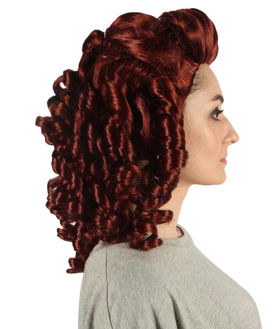 HPO Women's Colonial Curly Wigs | Auburn Cosplay Halloween Wigs | Premium Breathable Capless Cap 5 HPO Women's Colonial Curly Wigs | Auburn Cosplay Halloween Wigs | Premium Breathable Capless Cap