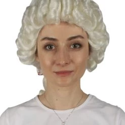 HPO Women's Womens Colonial Lady Historical Wigs | Lt. Blonde Cosplay Wig | Premium Breathable Capless Cap